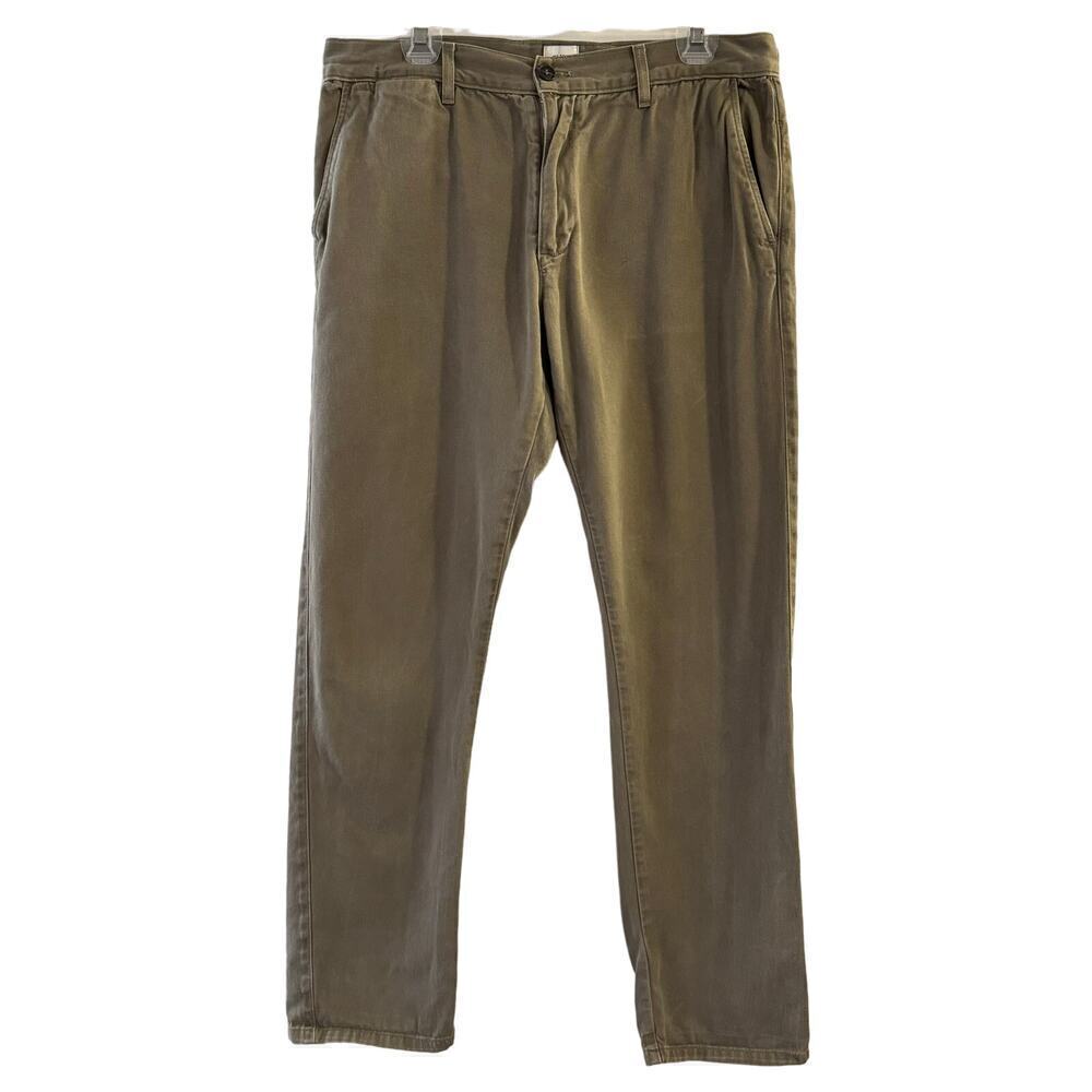 Flint and Tinder Slim Fit Men’s Chino Pant Size 34 Green Organic Cotton